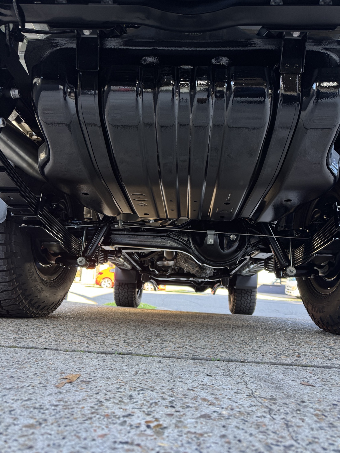 Vehicle underbody after protective coating